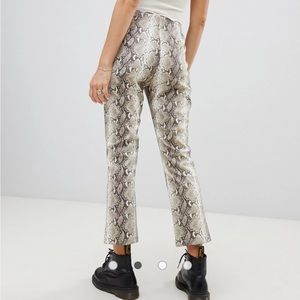 ASOS Wild Honey zip front pants in snake